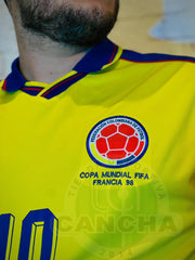 CAMISETA COLOMBIA 1998 LOCAL CON PARCHES