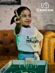 CAMISETA ATLETICO NACIONAL TIPOGRAFIA CHINA BLANCA NIÑO